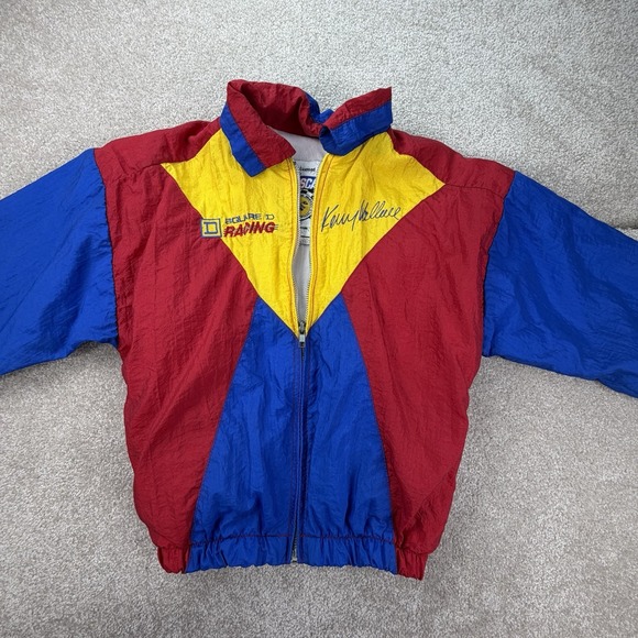 Vintage Made In USA Kenny Wallace Full Zip Windbreaker Youth Size S Multicolor - Picture 2 of 9
